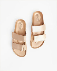 WALNUT - Penelope Leather Slide - Metallic Rose