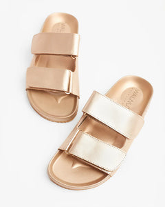 WALNUT - Penelope Leather Slide - Metallic Rose