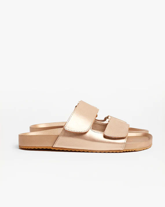 WALNUT - Penelope Leather Slide - Metallic Rose