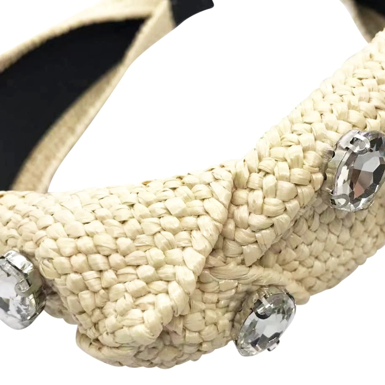Sunny Hazel x HUNTED - Skyla Natural Raffia Knot Headband with Rhinestones