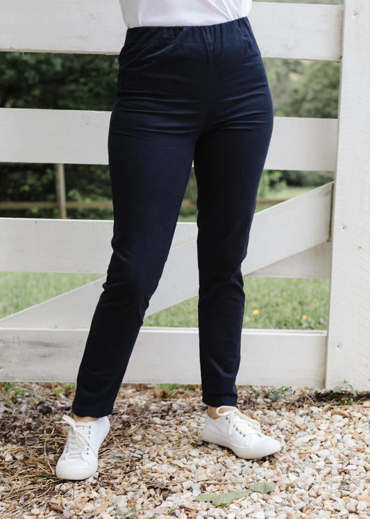 Goondiwindi Cotton - 97% Cotton 3% Spandex Elastic Waist Pant Navy
