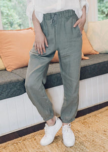 Cloth+Paper+Scissors - 100% Linen Jogger Khaki