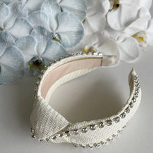 Load image into Gallery viewer, Sunny Hazel x HUNTED - Lindsay Cream Raffia Headband with Bling Piping

