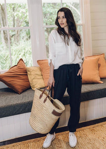 Goondiwindi Cotton - Navy 100% Linen Jogger